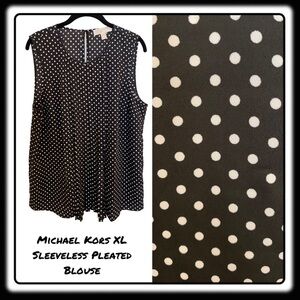 Michael Kors Black with White dots XL. Pleated from neckline.